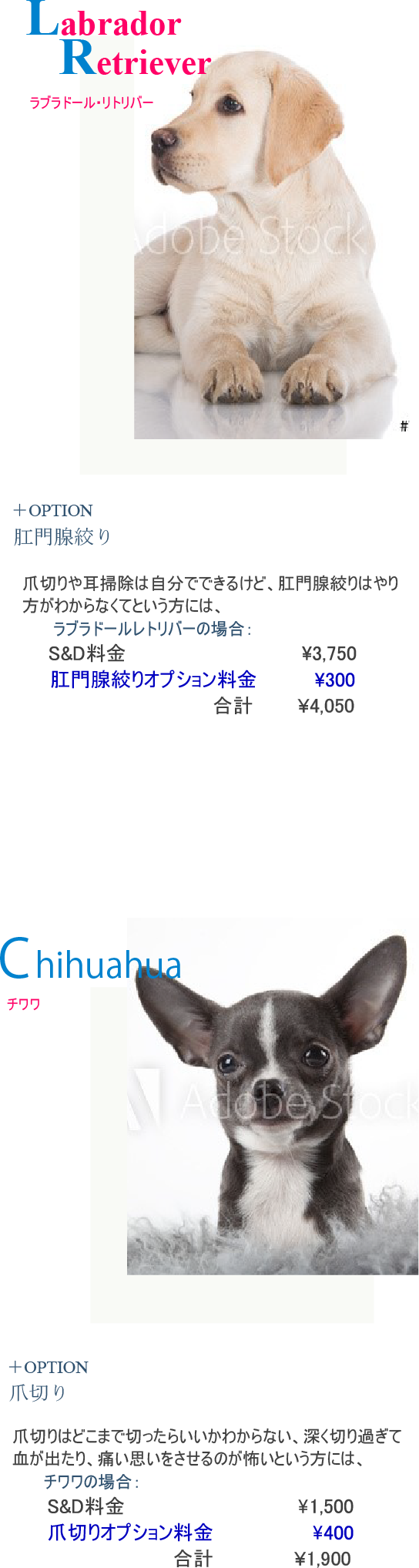 2つの値段表